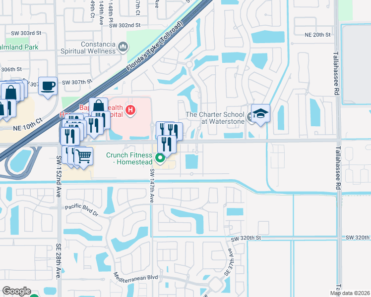 map of restaurants, bars, coffee shops, grocery stores, and more near 783 Northeast 33rd Terrace in Homestead