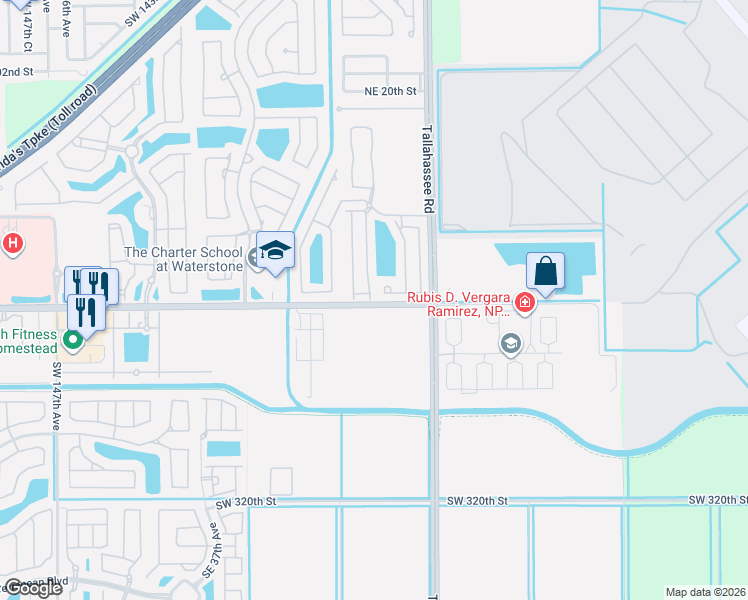 map of restaurants, bars, coffee shops, grocery stores, and more near 4192 Northeast 9th Street in Homestead