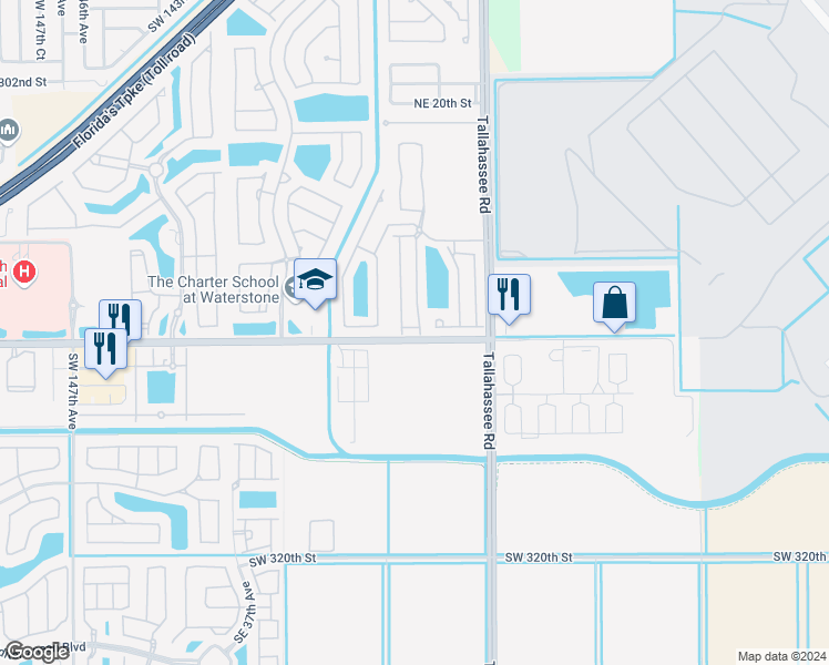 map of restaurants, bars, coffee shops, grocery stores, and more near 4192 Northeast 9th Street in Homestead