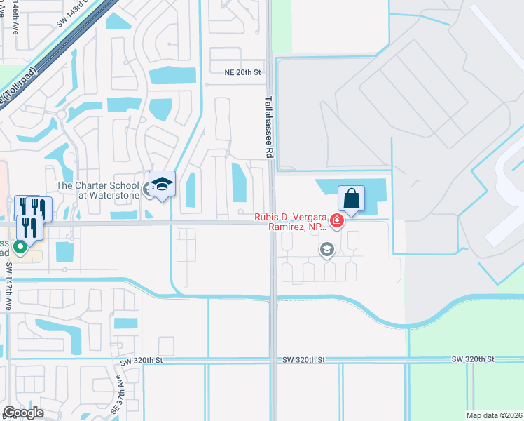 map of restaurants, bars, coffee shops, grocery stores, and more near 959 Northeast 42nd Place in Homestead