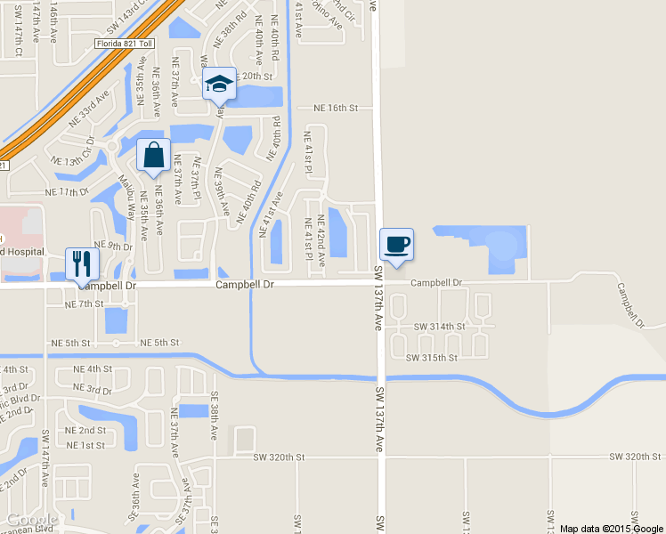 map of restaurants, bars, coffee shops, grocery stores, and more near 956 Northeast 42nd Avenue in Homestead
