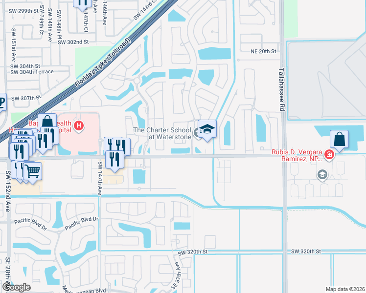 map of restaurants, bars, coffee shops, grocery stores, and more near 946 Northeast 37th Place in Homestead