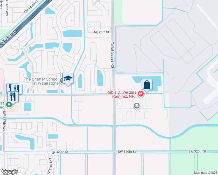 map of restaurants, bars, coffee shops, grocery stores, and more near 959 Northeast 42nd Place in Homestead
