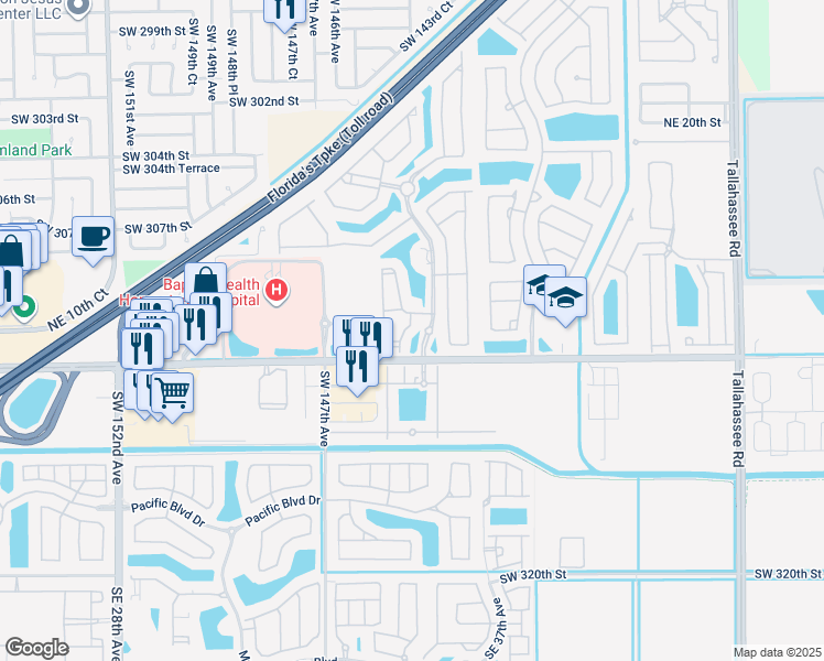 map of restaurants, bars, coffee shops, grocery stores, and more near 935 Northeast 33rd Terrace in Homestead