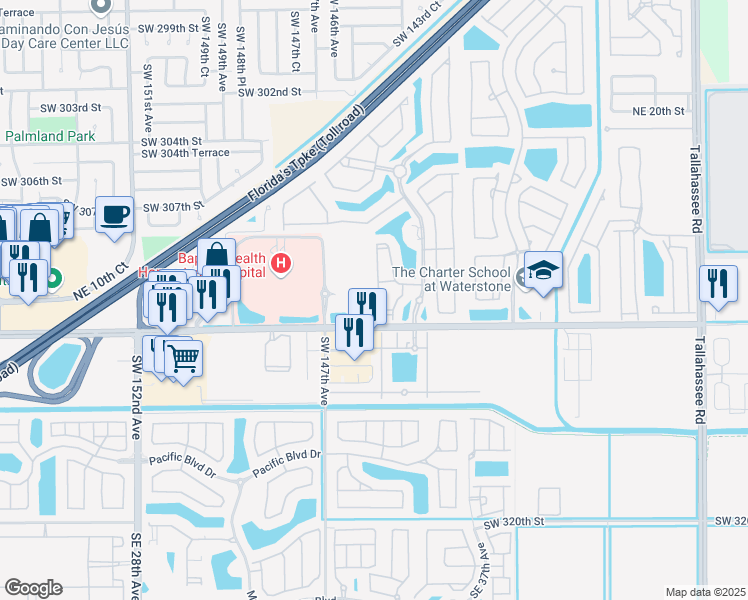 map of restaurants, bars, coffee shops, grocery stores, and more near 935 Northeast 33rd Terrace in Homestead