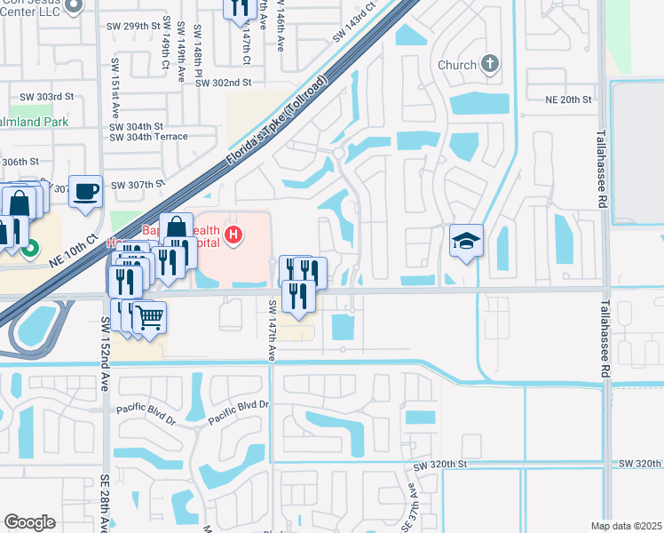 map of restaurants, bars, coffee shops, grocery stores, and more near 935 Northeast 33rd Terrace in Homestead