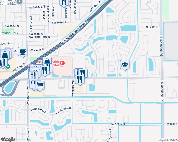 map of restaurants, bars, coffee shops, grocery stores, and more near 935 Northeast 33rd Terrace in Homestead
