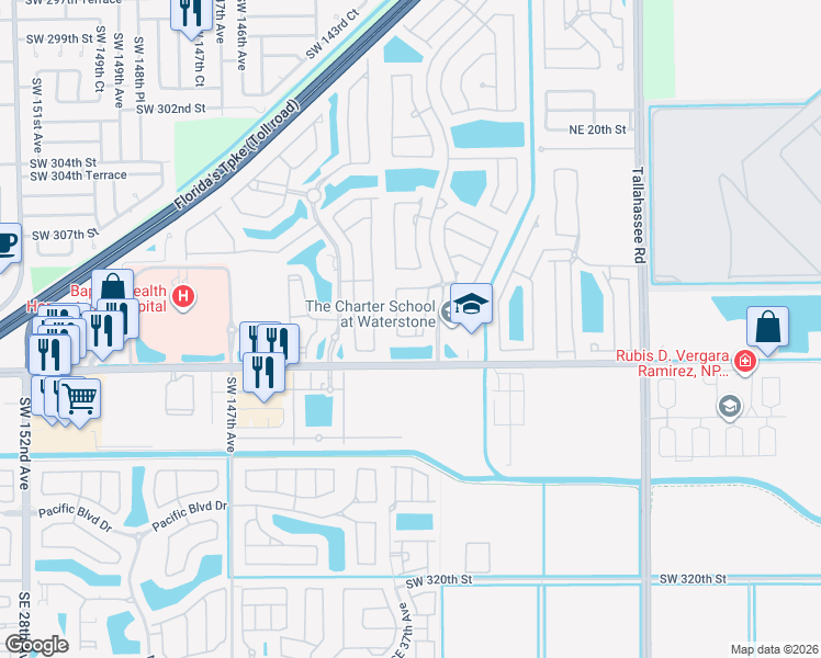 map of restaurants, bars, coffee shops, grocery stores, and more near 946 Northeast 37th Place in Homestead