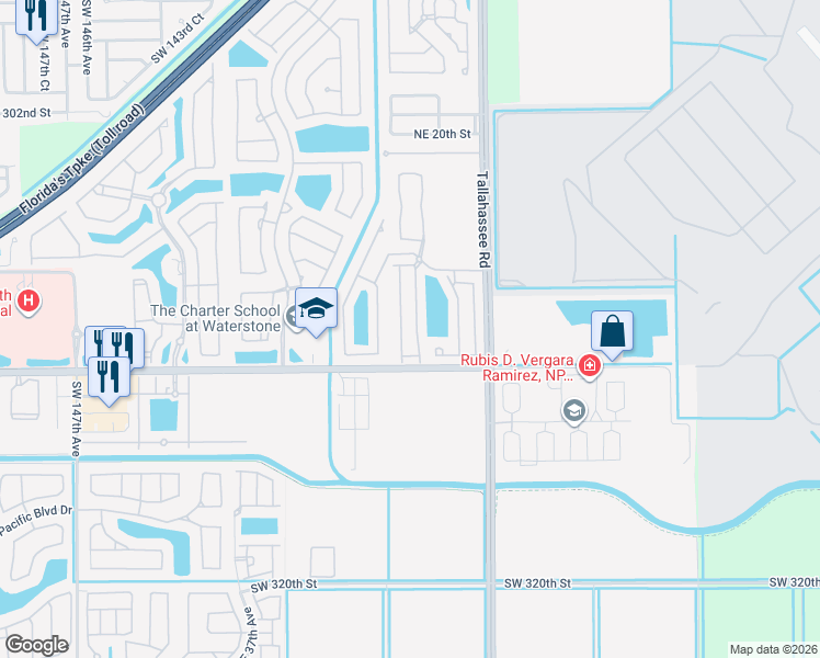 map of restaurants, bars, coffee shops, grocery stores, and more near 956 Northeast 42nd Avenue in Homestead