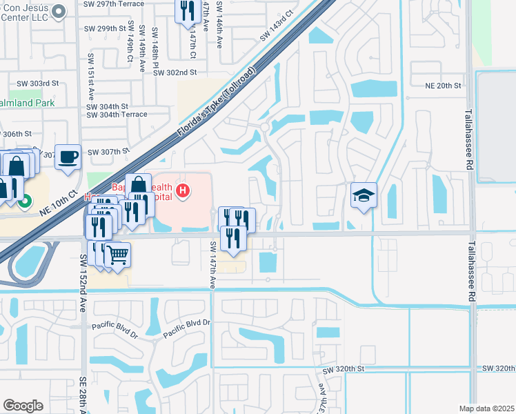map of restaurants, bars, coffee shops, grocery stores, and more near 935 Northeast 33rd Terrace in Homestead