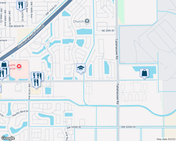 map of restaurants, bars, coffee shops, grocery stores, and more near 855 Waterstone Way in Homestead