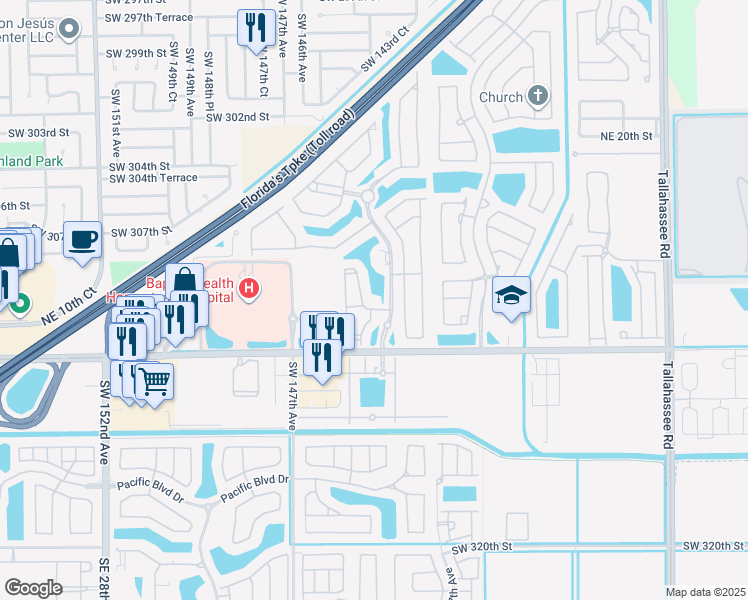 map of restaurants, bars, coffee shops, grocery stores, and more near 936 Northeast 35th Avenue in Homestead