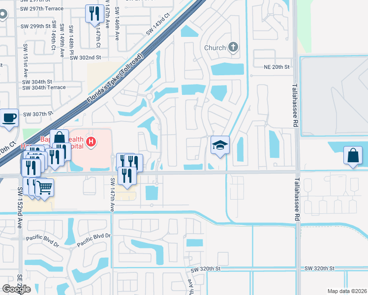 map of restaurants, bars, coffee shops, grocery stores, and more near 1000 Northeast 37th Avenue in Homestead