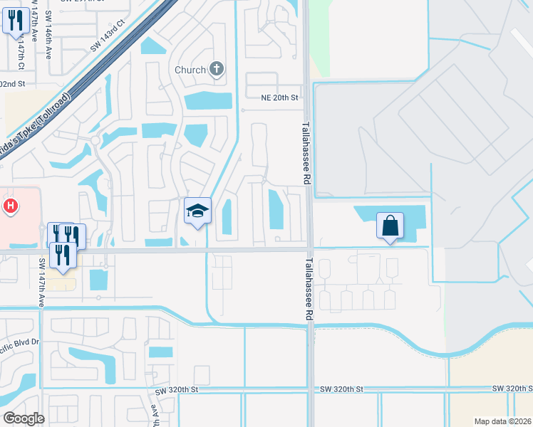map of restaurants, bars, coffee shops, grocery stores, and more near 1046 Northeast 42nd Avenue in Homestead