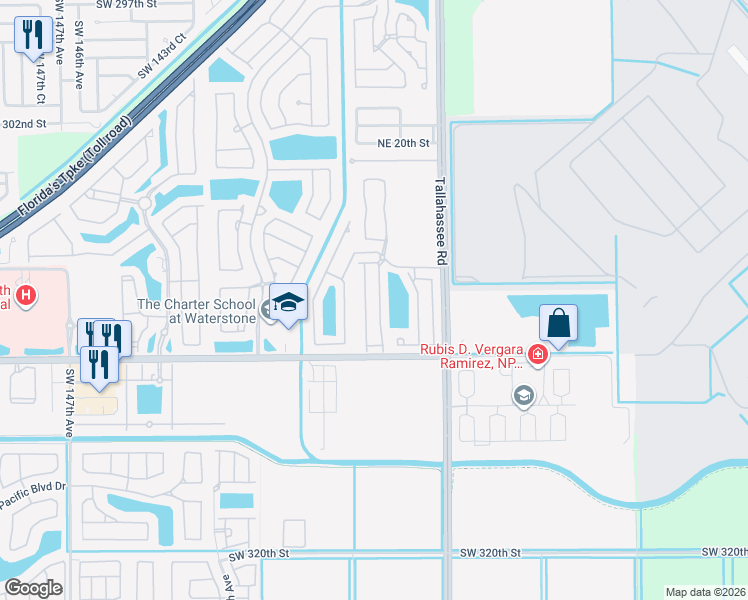 map of restaurants, bars, coffee shops, grocery stores, and more near 1046 Northeast 42nd Avenue in Homestead
