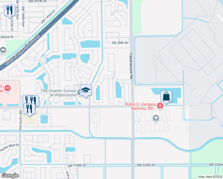 map of restaurants, bars, coffee shops, grocery stores, and more near 1046 Northeast 42nd Avenue in Homestead