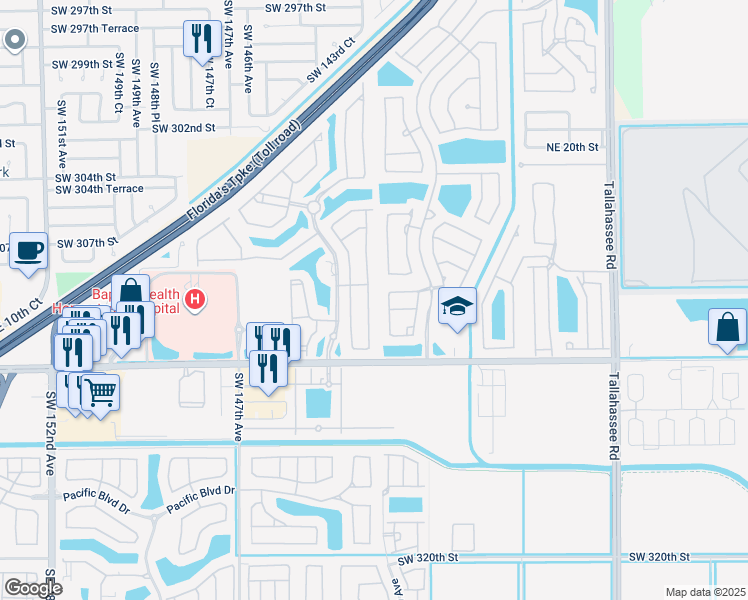 map of restaurants, bars, coffee shops, grocery stores, and more near 985 Northeast 36th Avenue in Homestead