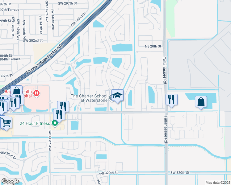 map of restaurants, bars, coffee shops, grocery stores, and more near 1008 Northeast 40th Road in Homestead
