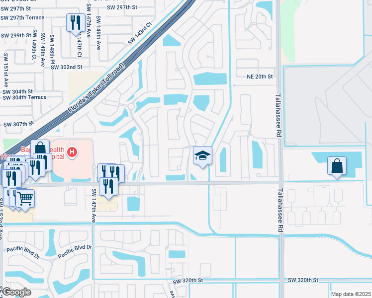map of restaurants, bars, coffee shops, grocery stores, and more near 1037 Northeast 37th Place in Homestead