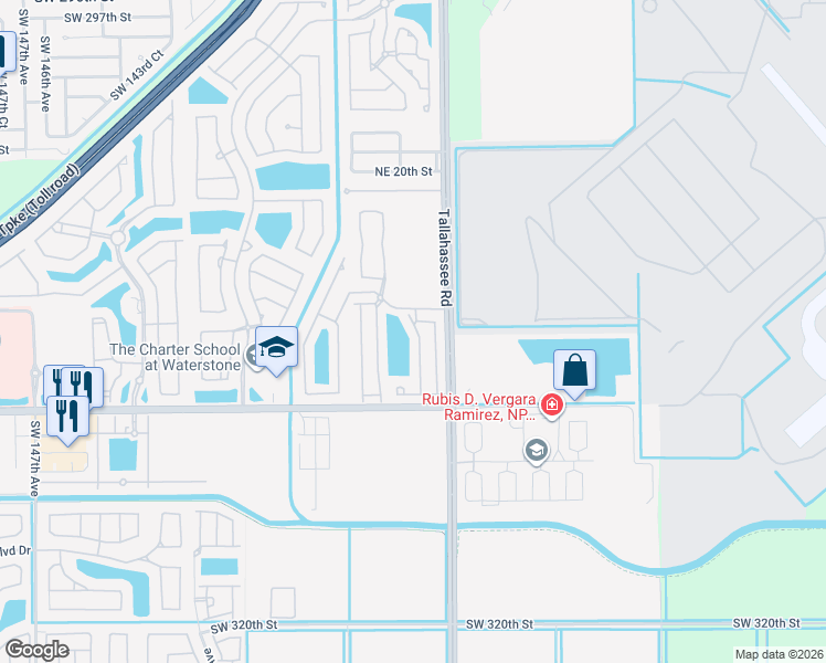map of restaurants, bars, coffee shops, grocery stores, and more near 1048 Northeast 42nd Terrace in Homestead