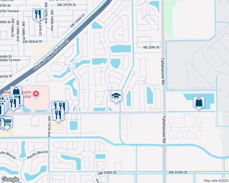 map of restaurants, bars, coffee shops, grocery stores, and more near 1024 Northeast 40th Road in Homestead