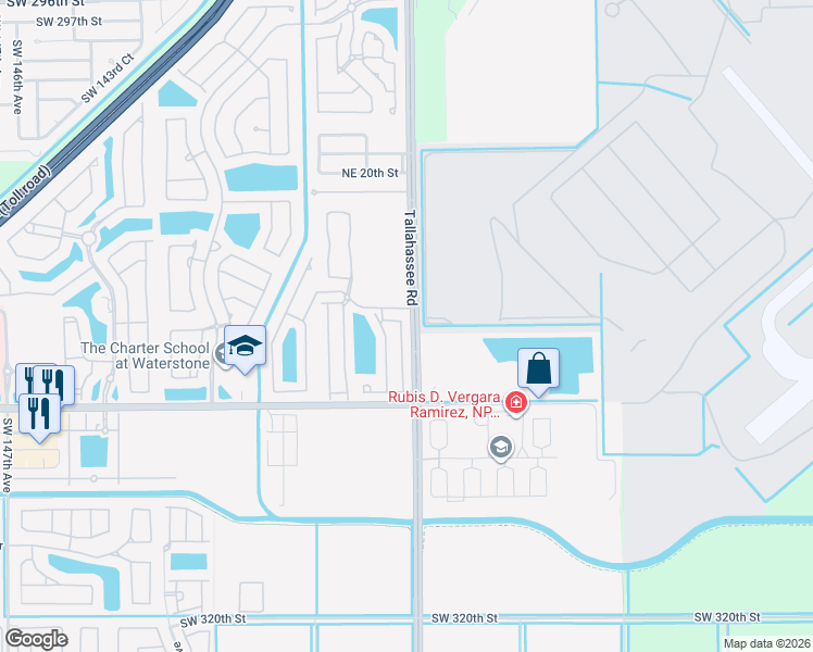map of restaurants, bars, coffee shops, grocery stores, and more near 1045 Northeast 42nd Place in Homestead