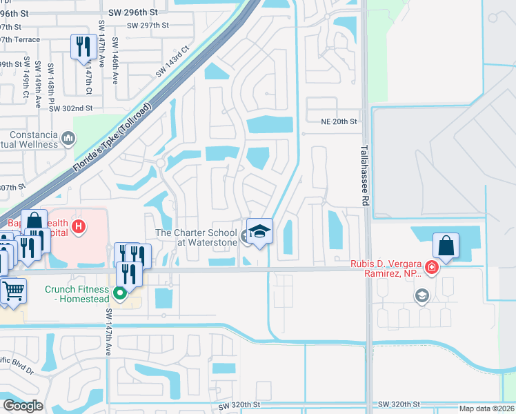 map of restaurants, bars, coffee shops, grocery stores, and more near 3964 Northeast 11th Drive in Homestead