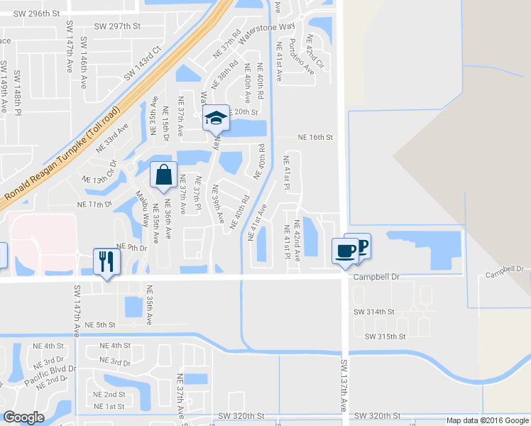 map of restaurants, bars, coffee shops, grocery stores, and more near 1167 Northeast 41st Avenue in Homestead
