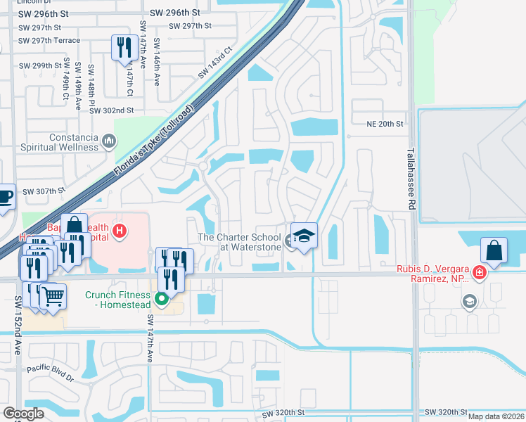 map of restaurants, bars, coffee shops, grocery stores, and more near 1157-1167 Northeast 37th Place in Homestead