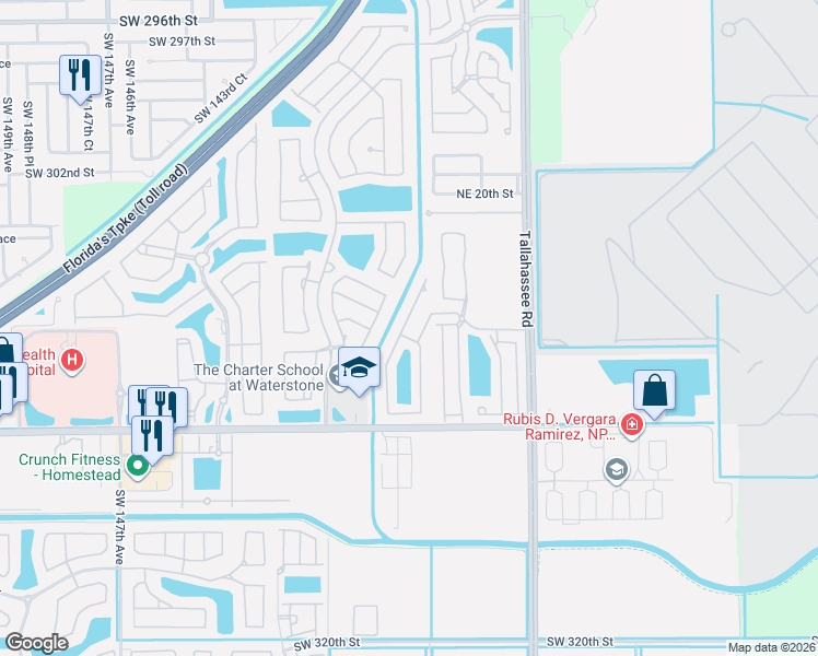 map of restaurants, bars, coffee shops, grocery stores, and more near 1167 Northeast 41st Avenue in Homestead