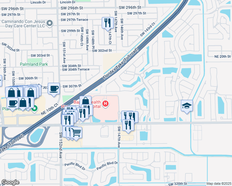 map of restaurants, bars, coffee shops, grocery stores, and more near 3251 Northeast 11th Drive in Homestead