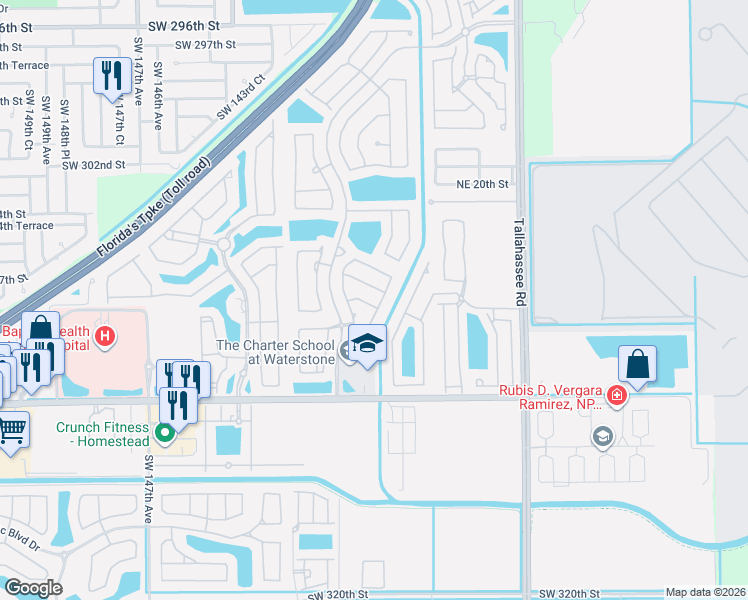 map of restaurants, bars, coffee shops, grocery stores, and more near 3983 Northeast 12th Drive in Homestead