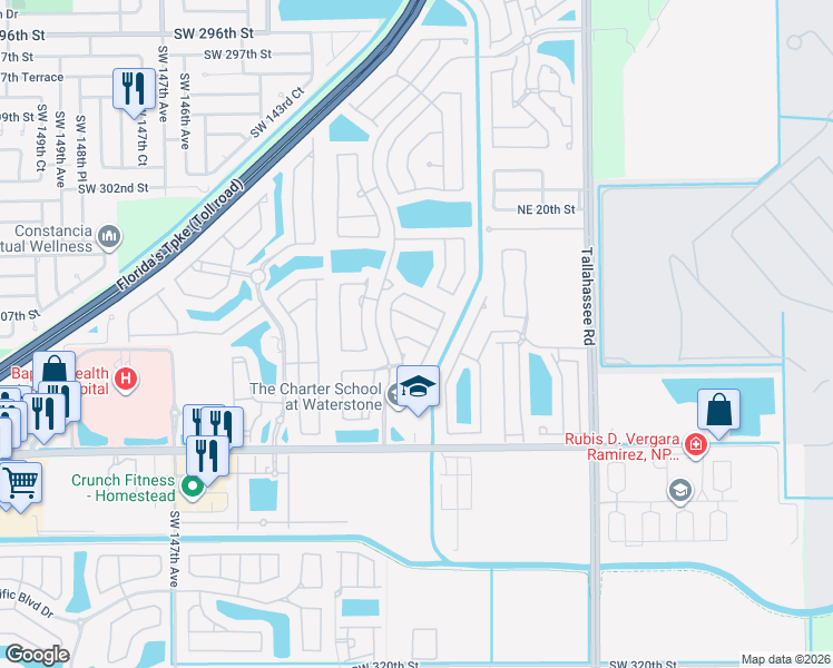 map of restaurants, bars, coffee shops, grocery stores, and more near 1137 Northeast 39th Avenue in Homestead