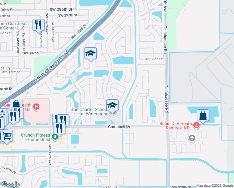 map of restaurants, bars, coffee shops, grocery stores, and more near 1137 Northeast 39th Avenue in Homestead