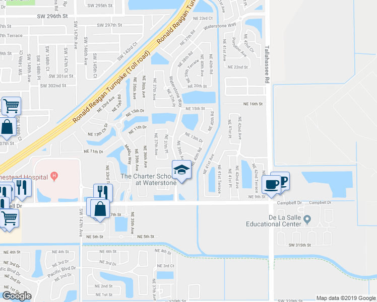 map of restaurants, bars, coffee shops, grocery stores, and more near 1137 Northeast 39th Avenue in Homestead