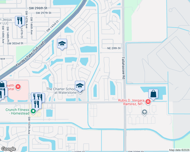map of restaurants, bars, coffee shops, grocery stores, and more near 1167 Northeast 41st Avenue in Homestead