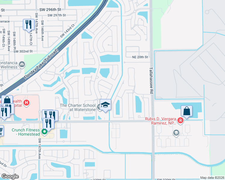 map of restaurants, bars, coffee shops, grocery stores, and more near 3983 Northeast 12th Drive in Homestead