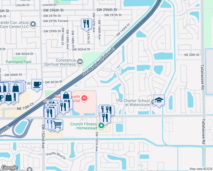 map of restaurants, bars, coffee shops, grocery stores, and more near 3311 Northeast 11th Drive in Homestead