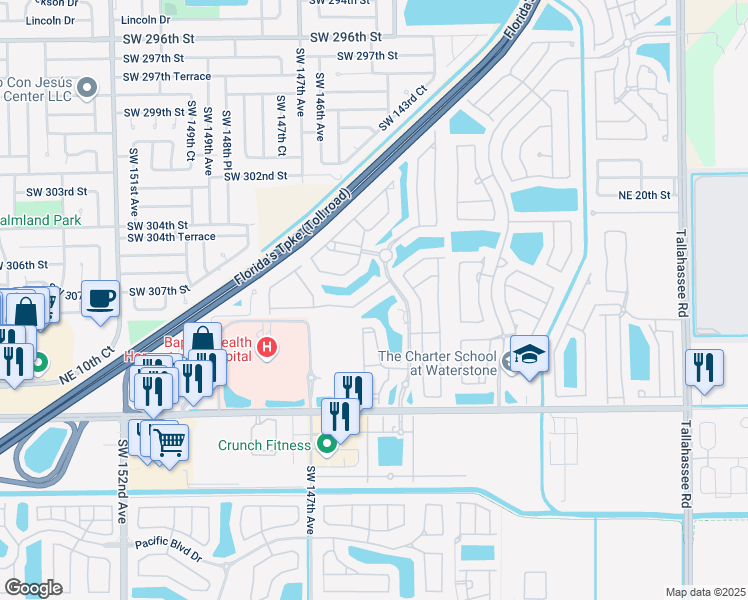 map of restaurants, bars, coffee shops, grocery stores, and more near 3374 Northeast 11th Drive in Homestead
