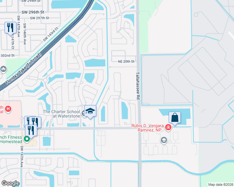 map of restaurants, bars, coffee shops, grocery stores, and more near 4182 Northeast 12th Street in Homestead