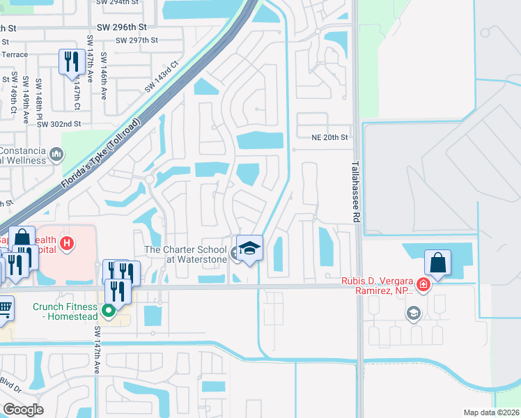 map of restaurants, bars, coffee shops, grocery stores, and more near 3983 Northeast 12th Drive in Homestead