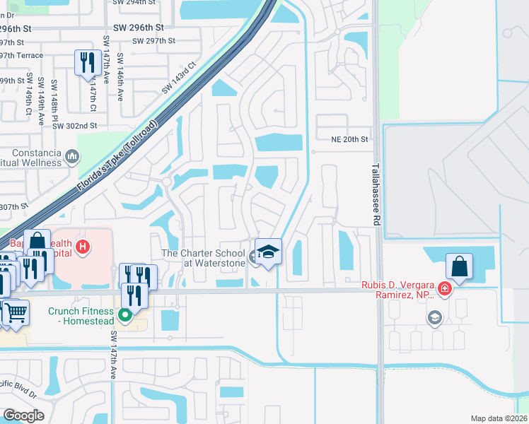 map of restaurants, bars, coffee shops, grocery stores, and more near 1137 Northeast 39th Avenue in Homestead