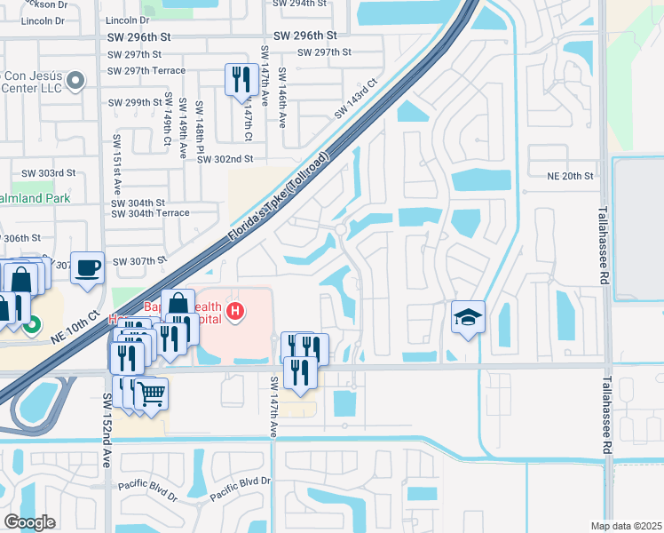 map of restaurants, bars, coffee shops, grocery stores, and more near 3384 Northeast 11th Drive in Homestead