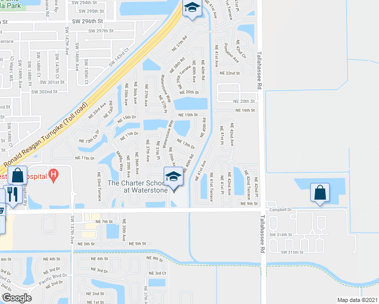 map of restaurants, bars, coffee shops, grocery stores, and more near 3971 Northeast 12th Drive in Homestead