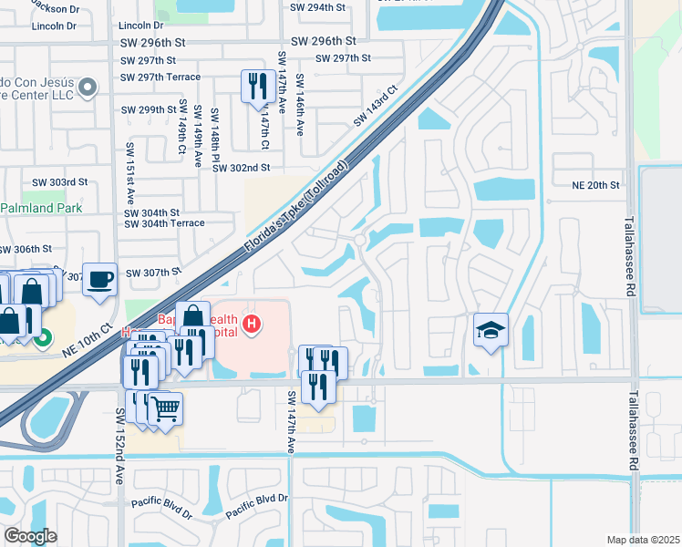 map of restaurants, bars, coffee shops, grocery stores, and more near 3371 Northeast 11th Drive in Homestead