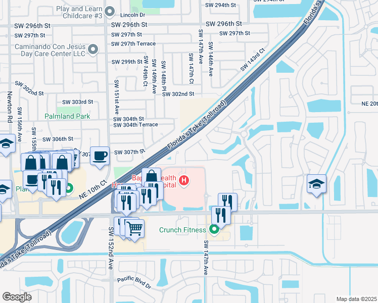 map of restaurants, bars, coffee shops, grocery stores, and more near 1170 Northeast 32nd Avenue in Homestead