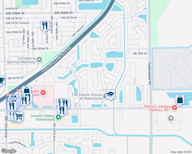 map of restaurants, bars, coffee shops, grocery stores, and more near 1202 Northeast 37th Place in Homestead