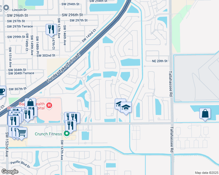map of restaurants, bars, coffee shops, grocery stores, and more near 1166 Northeast 37th Place in Homestead