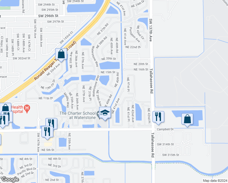map of restaurants, bars, coffee shops, grocery stores, and more near 3995 Northeast 13th Drive in Homestead