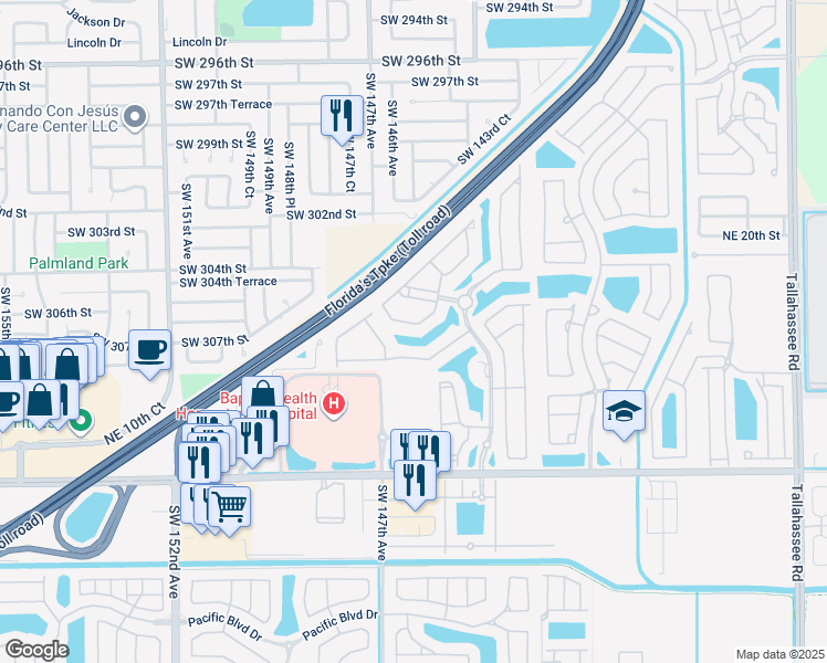map of restaurants, bars, coffee shops, grocery stores, and more near 3311 Northeast 11th Drive in Homestead